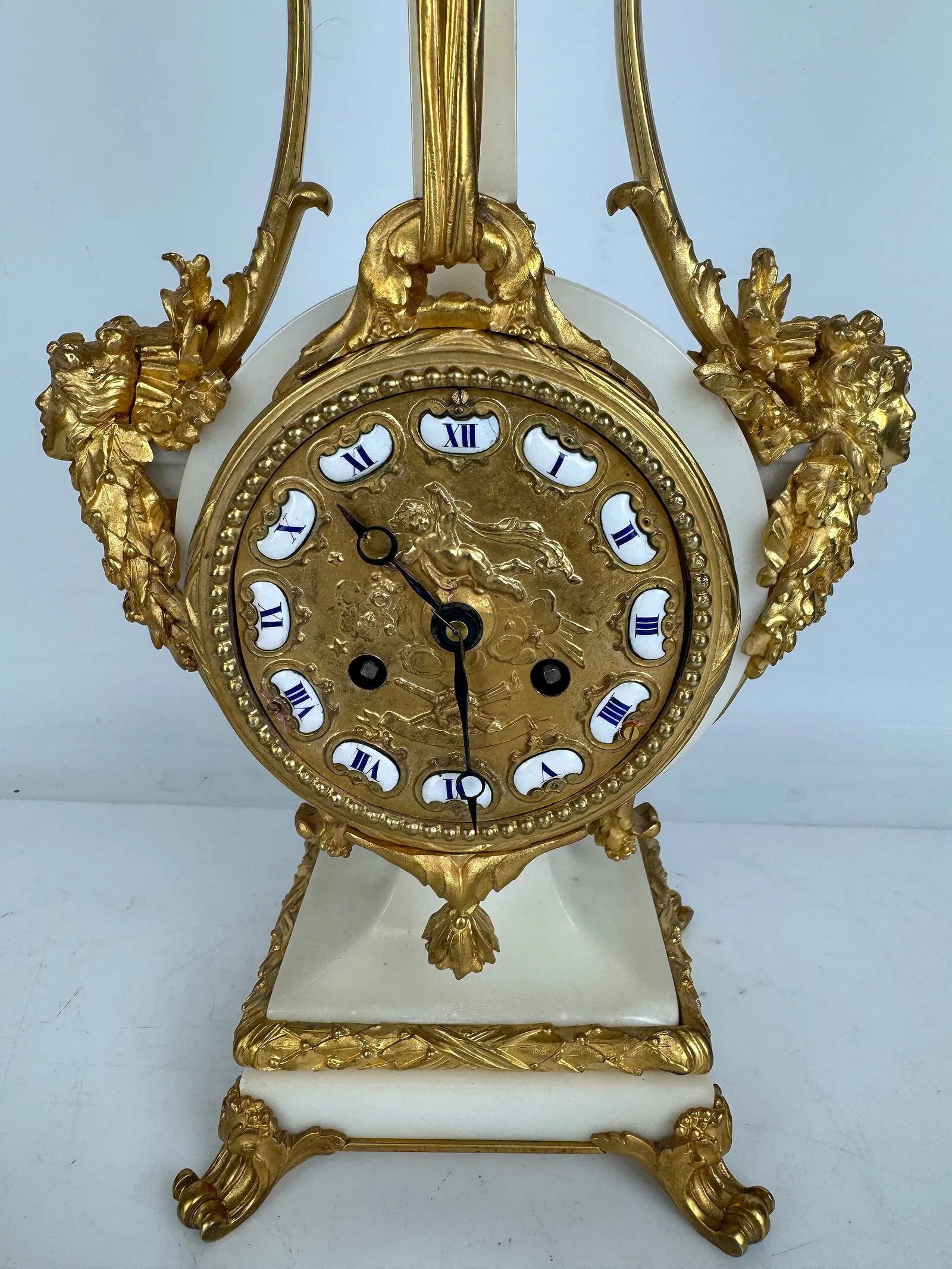 19TH C. ORMOLU MOUNTED MARBLE CLOCK - 4