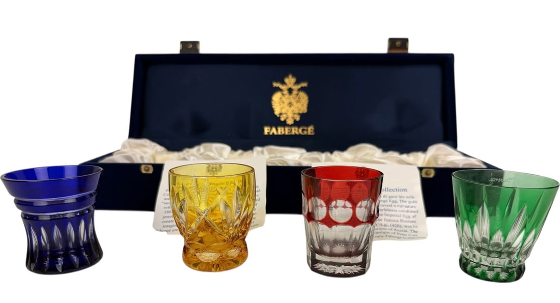 IMPERIAL FABERGE CRYSTAL VODKA NAZDROVIA SHOT GLASSES (1 of 4)
