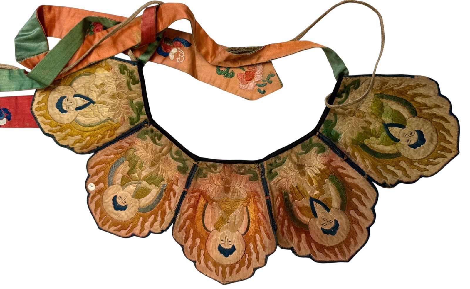 A SILK EMBROIDERED BUDDHIST TIARA: Ming dynasty In good condition. Estimate $5000-6000