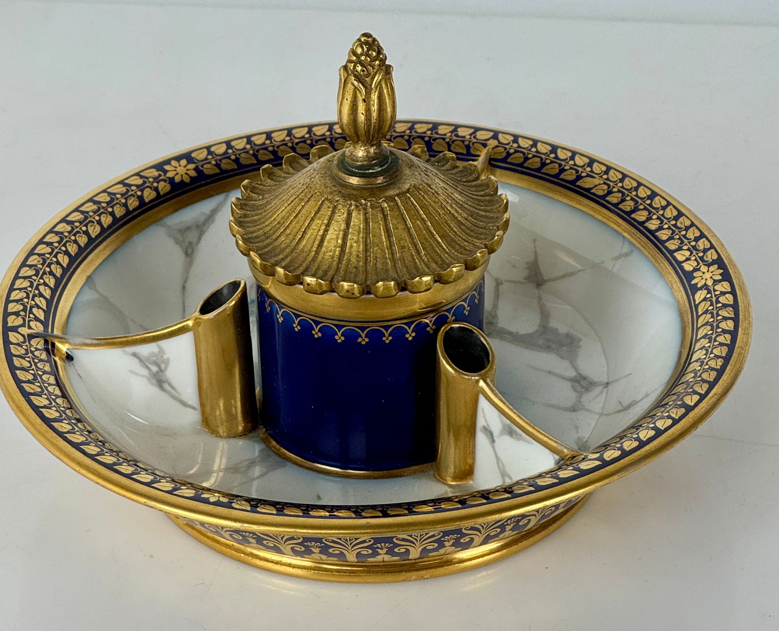 IMPERIAL SEVRES PORCELAIN INK WELL: Circa 1850. Measures 7” d. In excellent condition. Estimate $1500-2000