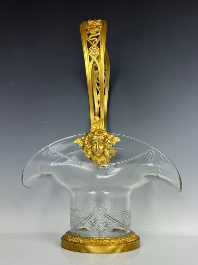 ORMOLU MOUNTED BACCARAT CRYSTAL BASKET: Circa 1900. Measures 12 inches w., 16 inches high. Estimate $1.000-1.200