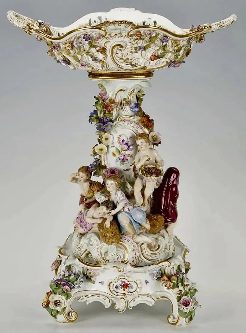 A LARGE 19TH C. FIGURAL CENTREPIECE AND BASE