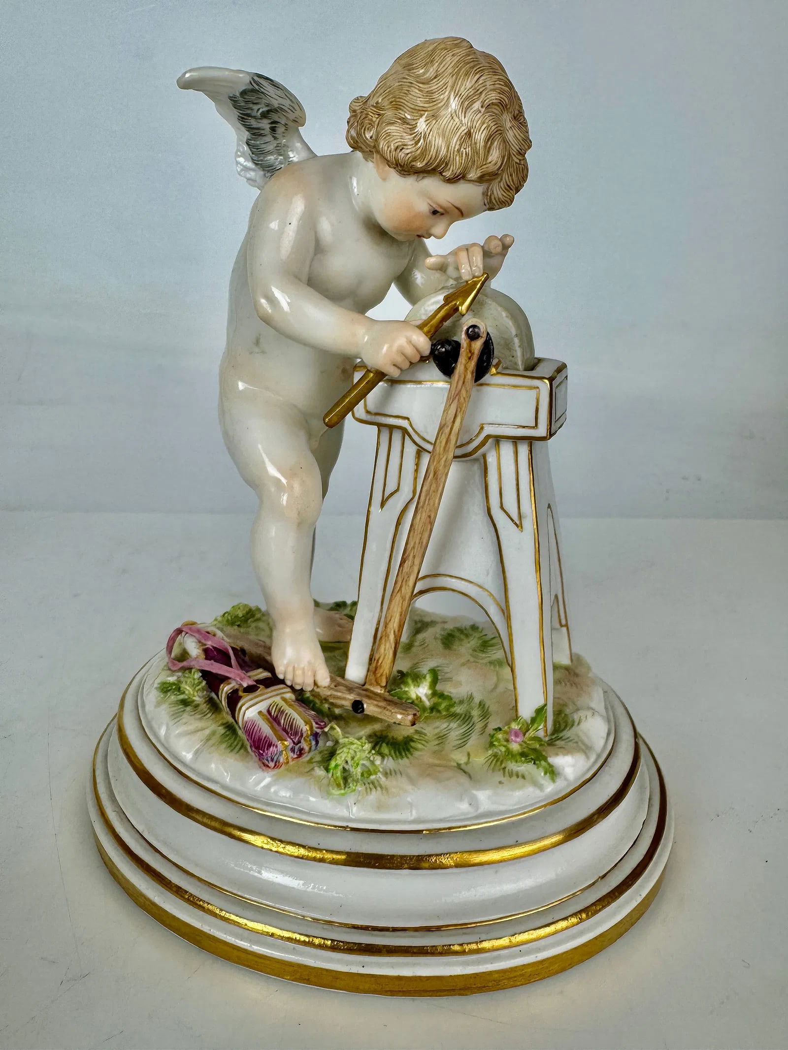 A LARGE MEISSEN CHERUB: Circa 1900. Measures 7.5 inches high. In very good condition. Estimate $1200-1500