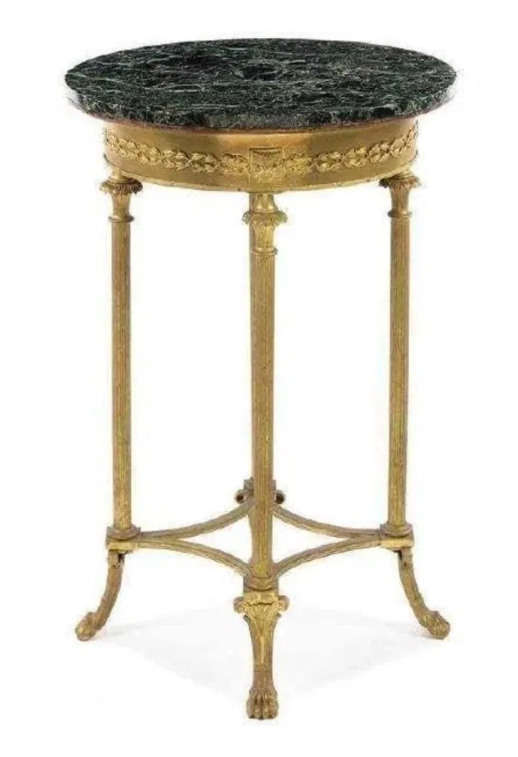 DORE BRONZE MARBLE TOP STAND: Height 32 x width 20 x depth 15". Estimate $1.500-2.000