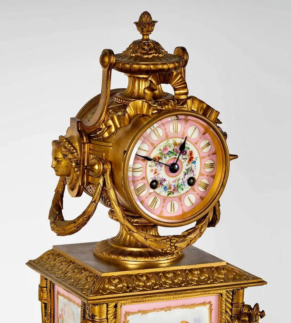 19TH C. ORMOLU MOUNTED SEVRES PORCELAIN CLOCK - 4