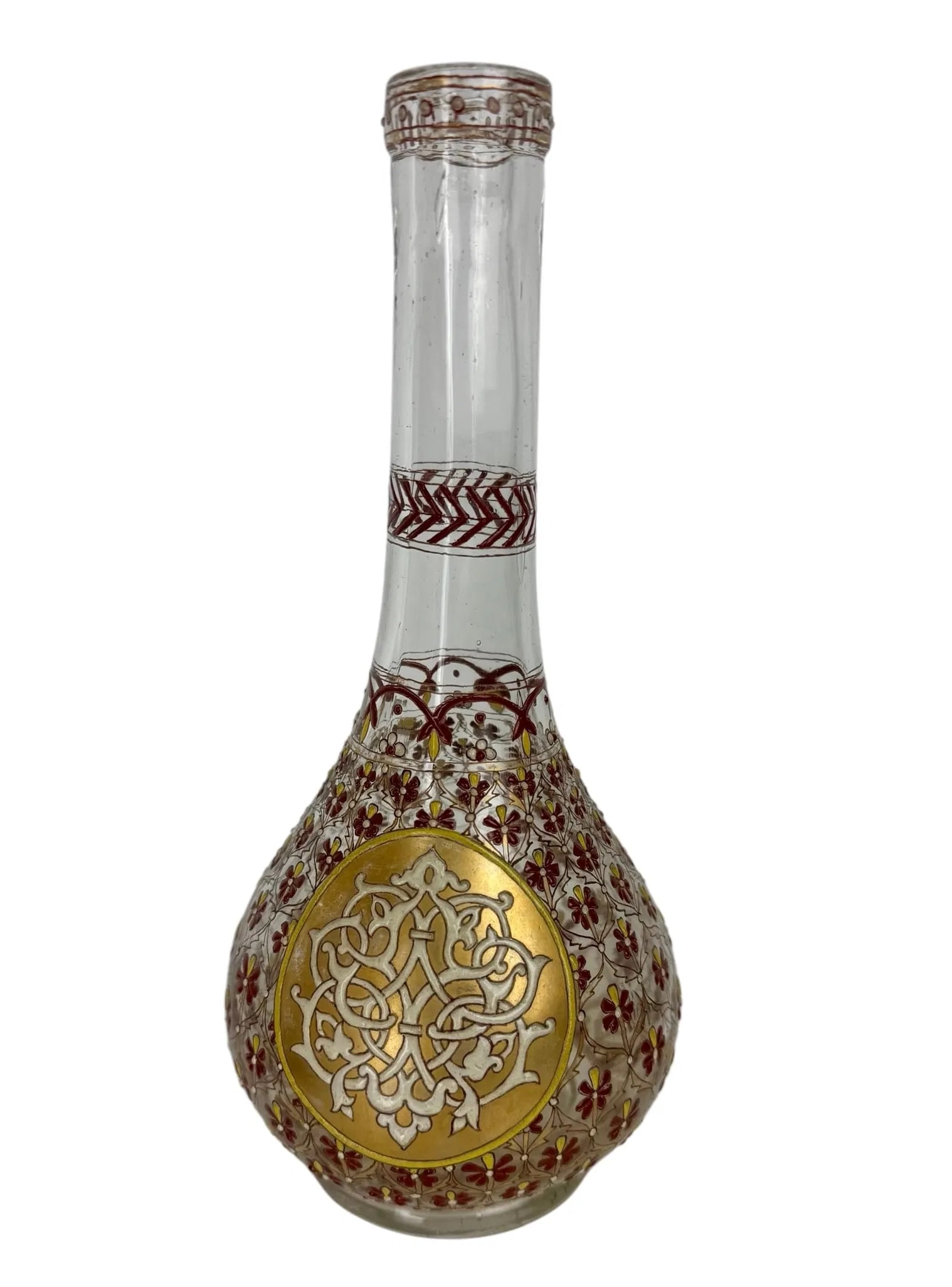 19TH C. FRENCH ENAMELED GLADD VASE: Measures 9 inches tall. In good condition. Estimate $1200-1500