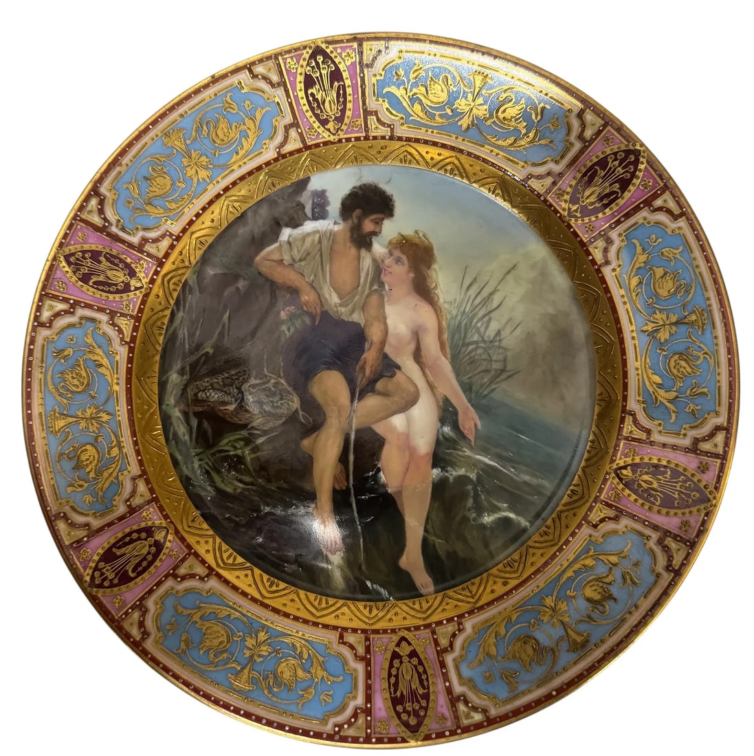 19TH C. ROYAL VIENNA PLATE: Hand painted, measures 8 inches d. In excellent condition. Estimate $600-800