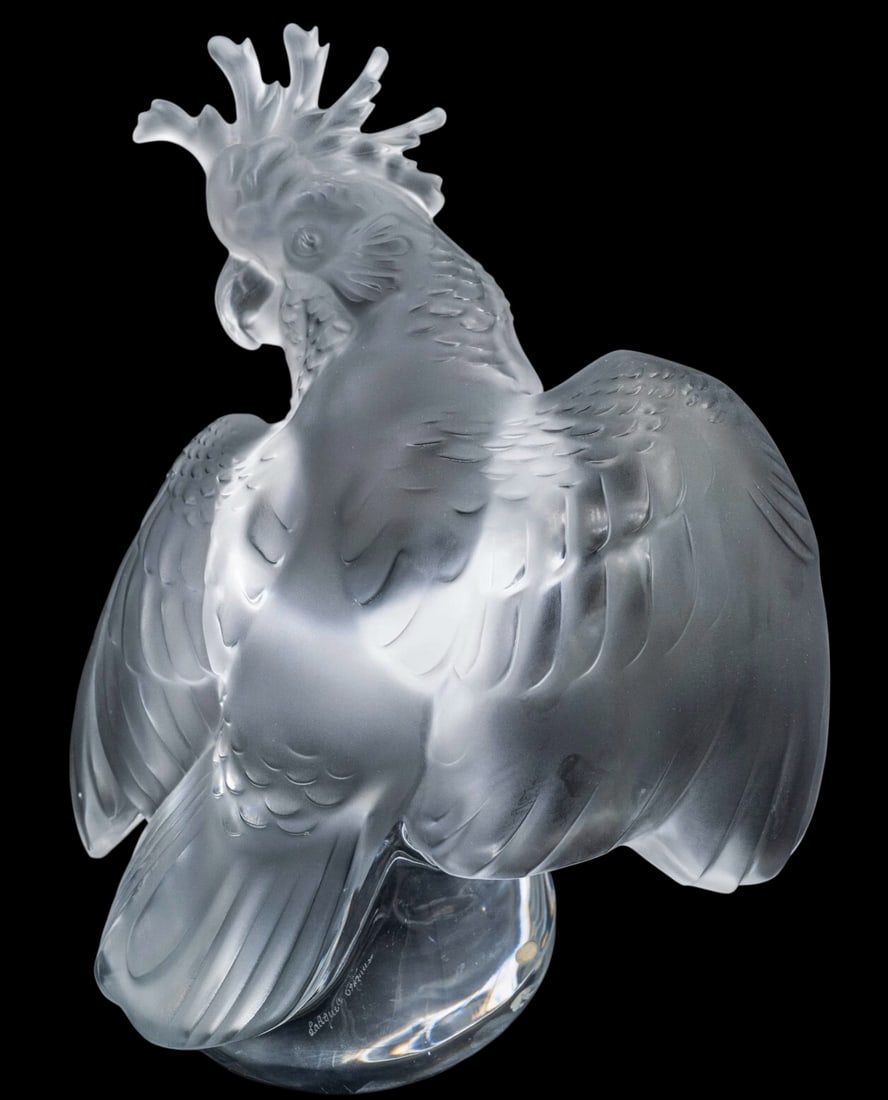 LALIQUE COCKATOO: Signed Lalique France. Measures 11.25” tall. In excellent condition. Estimate $2000-2500