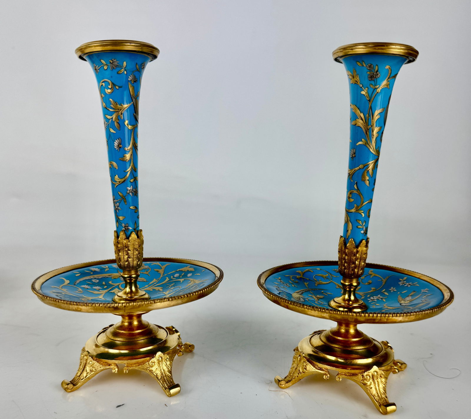 A PAIR OF FRENCH ENAMEL ORMOLU VASES (1 of 3)