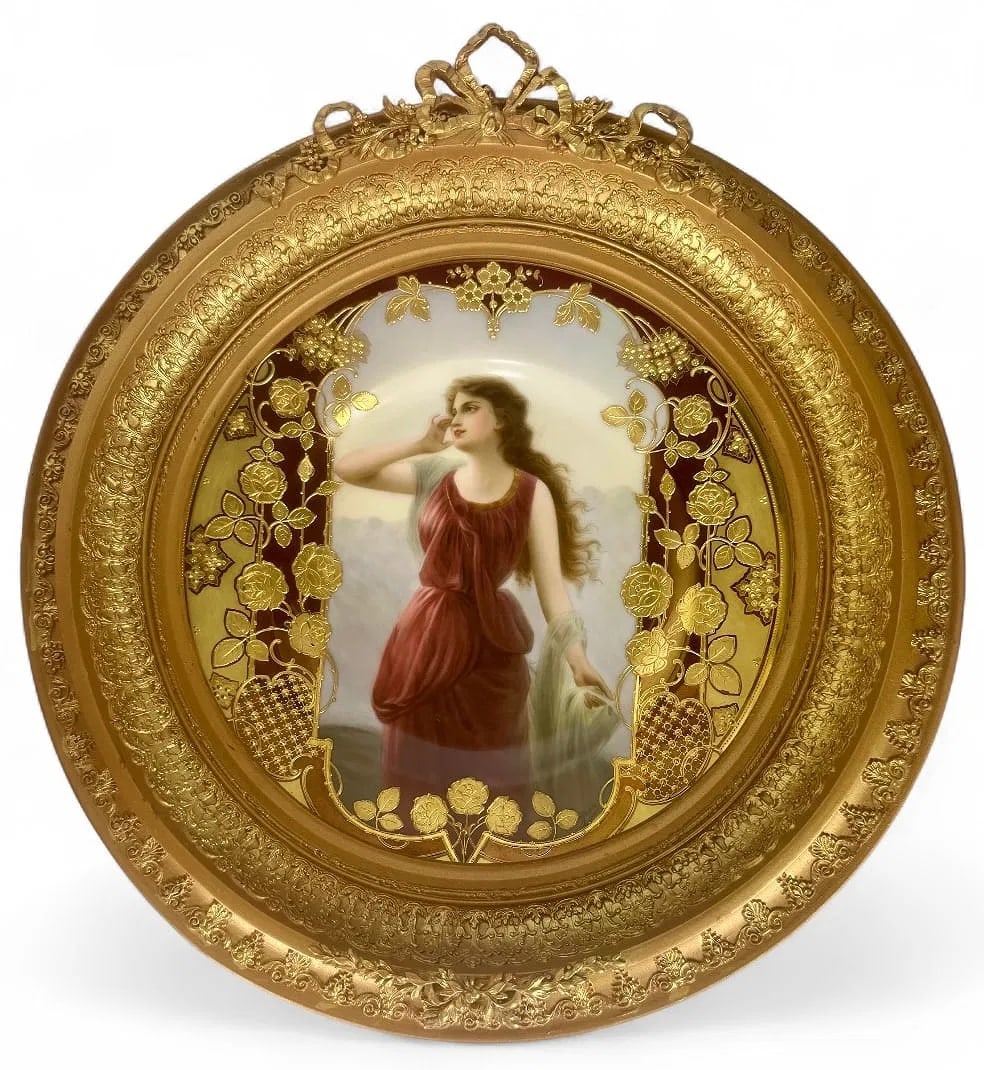 ART NOUVEAU ROYAL VIENNA PLATE: Circa 1920. Artist signed , in excellent condition. Estimate $1500-2000