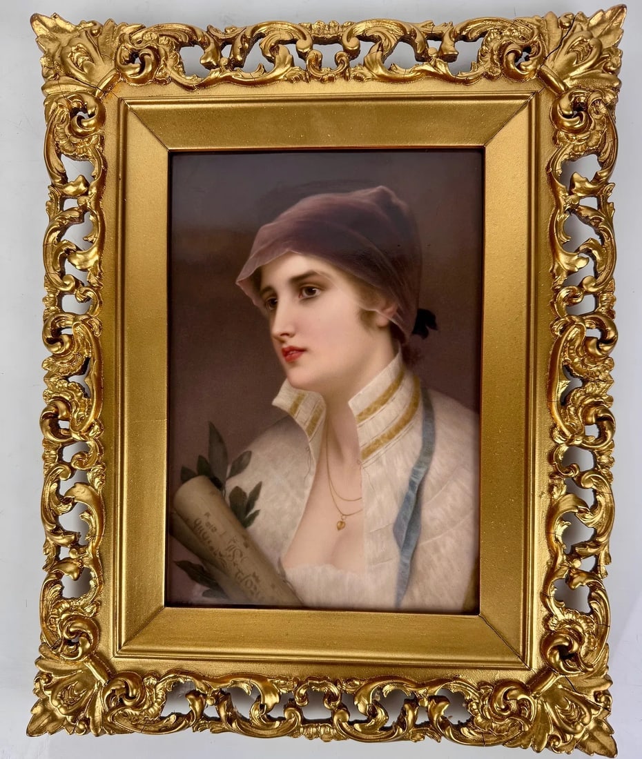 A FINE BERLIN KPM PORCELAIN PLAQUE: Circa 1880. Measures 9.5 inches x 6.5 inches unframed. Artist signed. Estimate $2500-3000