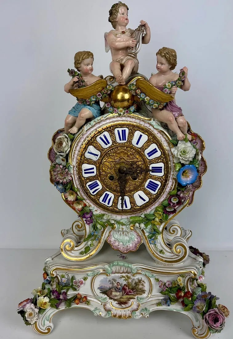 19TH C. MEISSEN CLOCK SET - 2