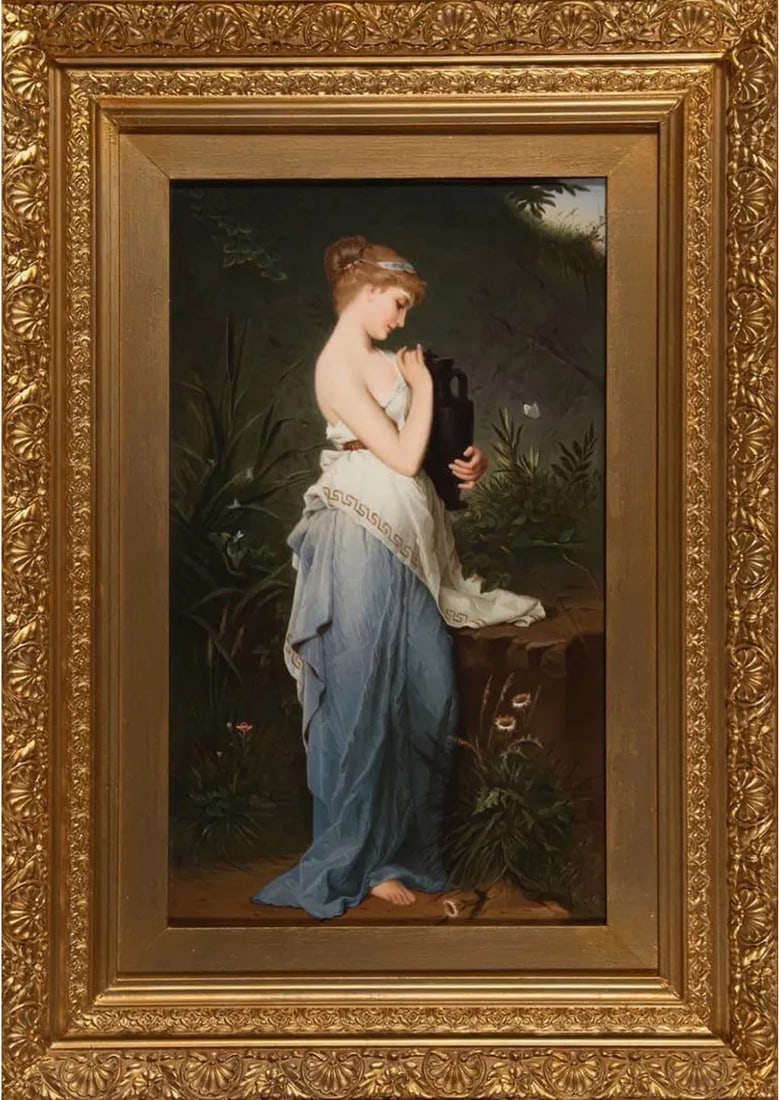 A LARGE BERLIN KPM PORCELAIN PLAQUE OF PSYCHE: Circa 1880. Measures 19 inches x 12 inches unframed porcelain only. In excellent condition. Estimate $12000-15000