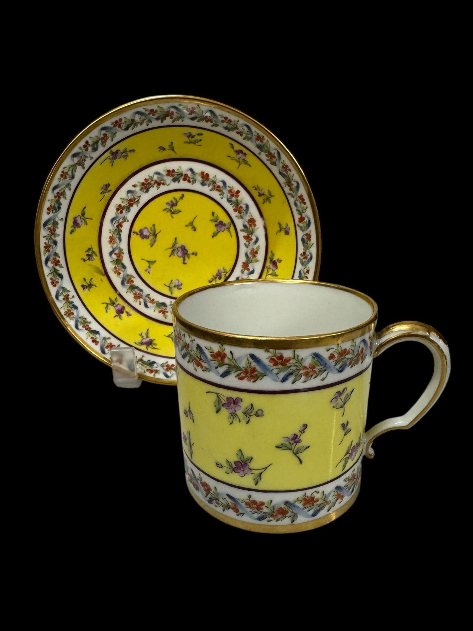 IMPERIAL SEVRES CUP AND SAUCER: Saucer measures 4.5 inches d. In excellent condition. Estimate $1500-2000