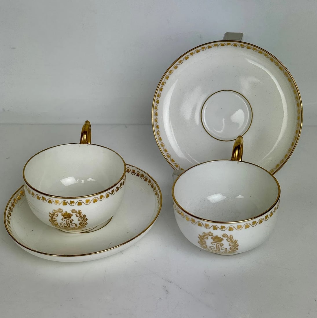 TWO IMPERIAL SEVRES CUP AND SAUCERS: Circa 1870. In excellent condition. Estimate $800-1000