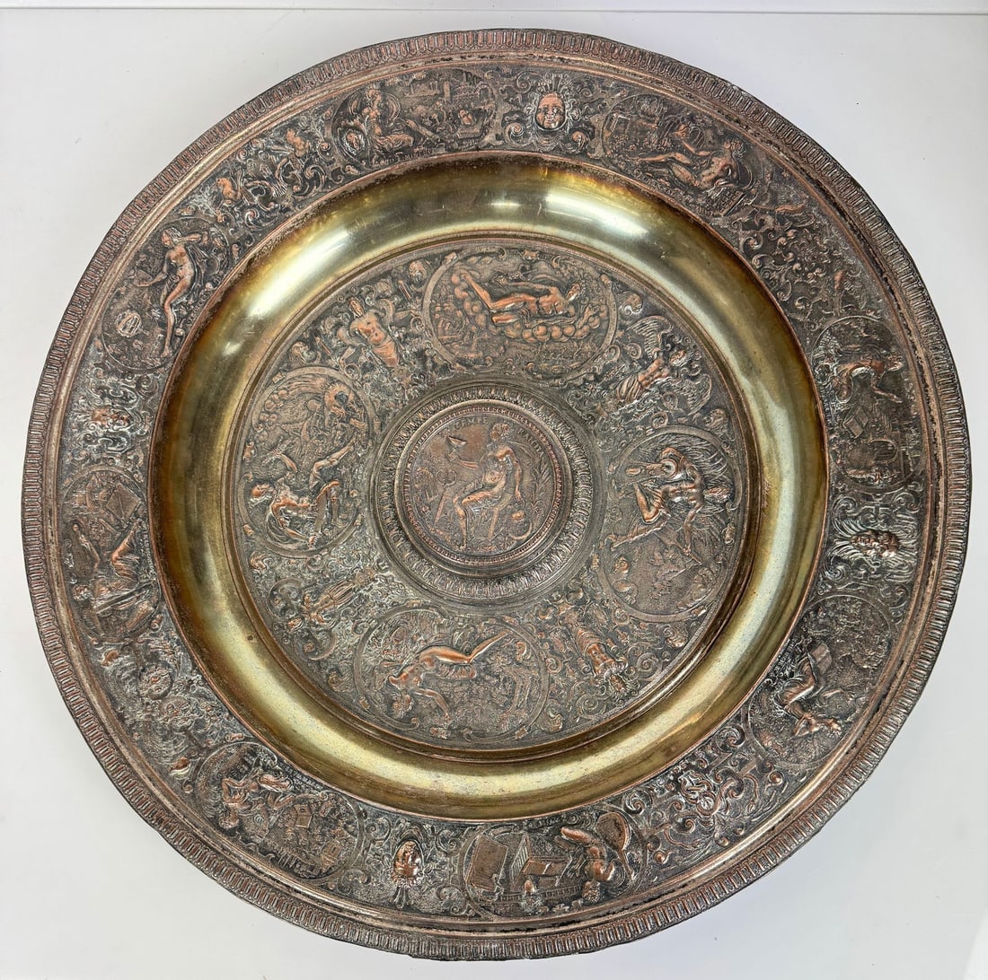 ANTIQUE ELKINGTON SILVER PLATED PLATTER: Circa 1900. Measures 17.75 inches D. Estimate $500-600