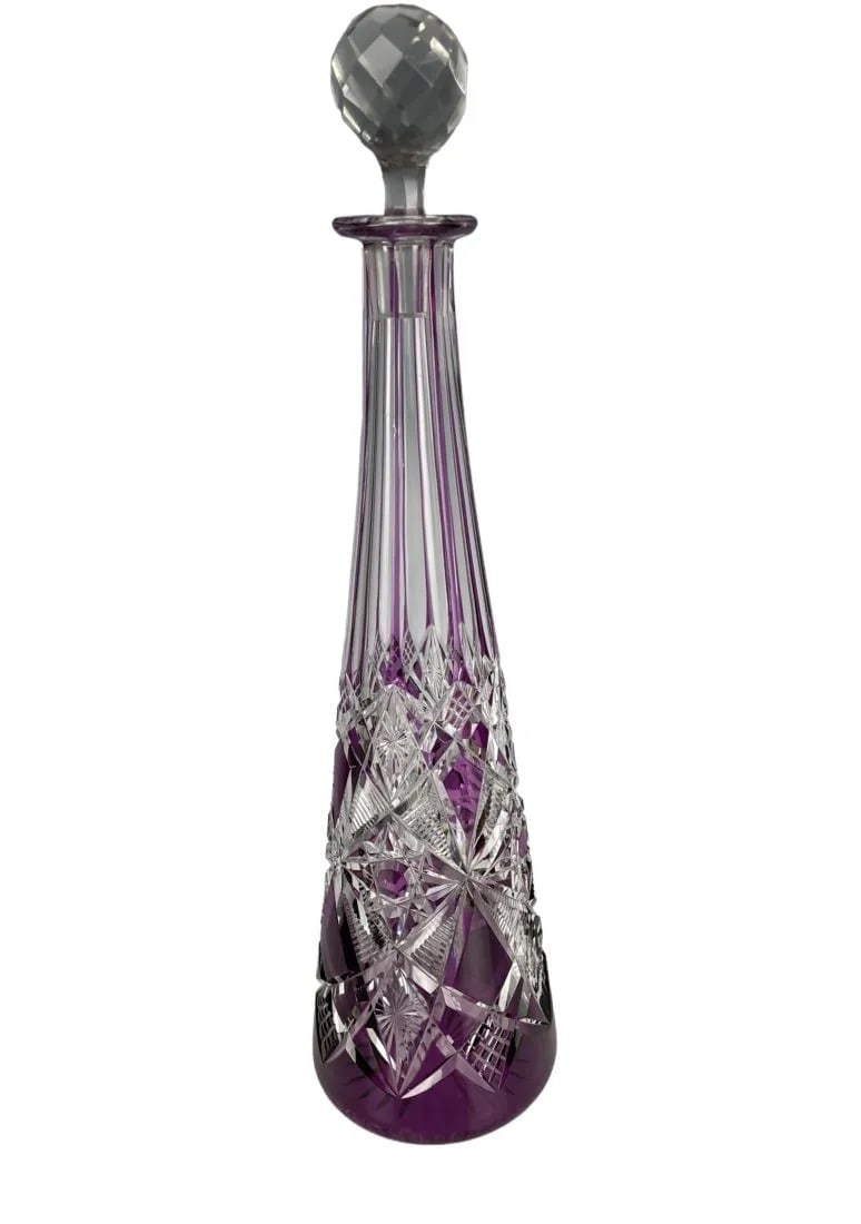 BACCARAT LIQUOR BOTTLE: Measures 13.5 inches tall. In good used condition. Estimate $1.500-2.000