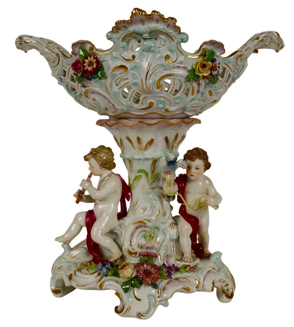 A LARGE MEISSEN FIGURAL CENTREPIECE: Circa 1940. Measures 11 inches x12 inches . First quality cross swords mark. In excellent condition.Estimate $1200-1500