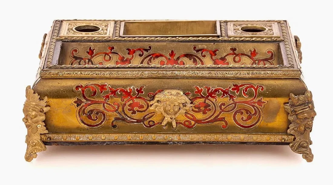 19TH C. ORMOLU MOUNTED BOULLE INKWELL - 2
