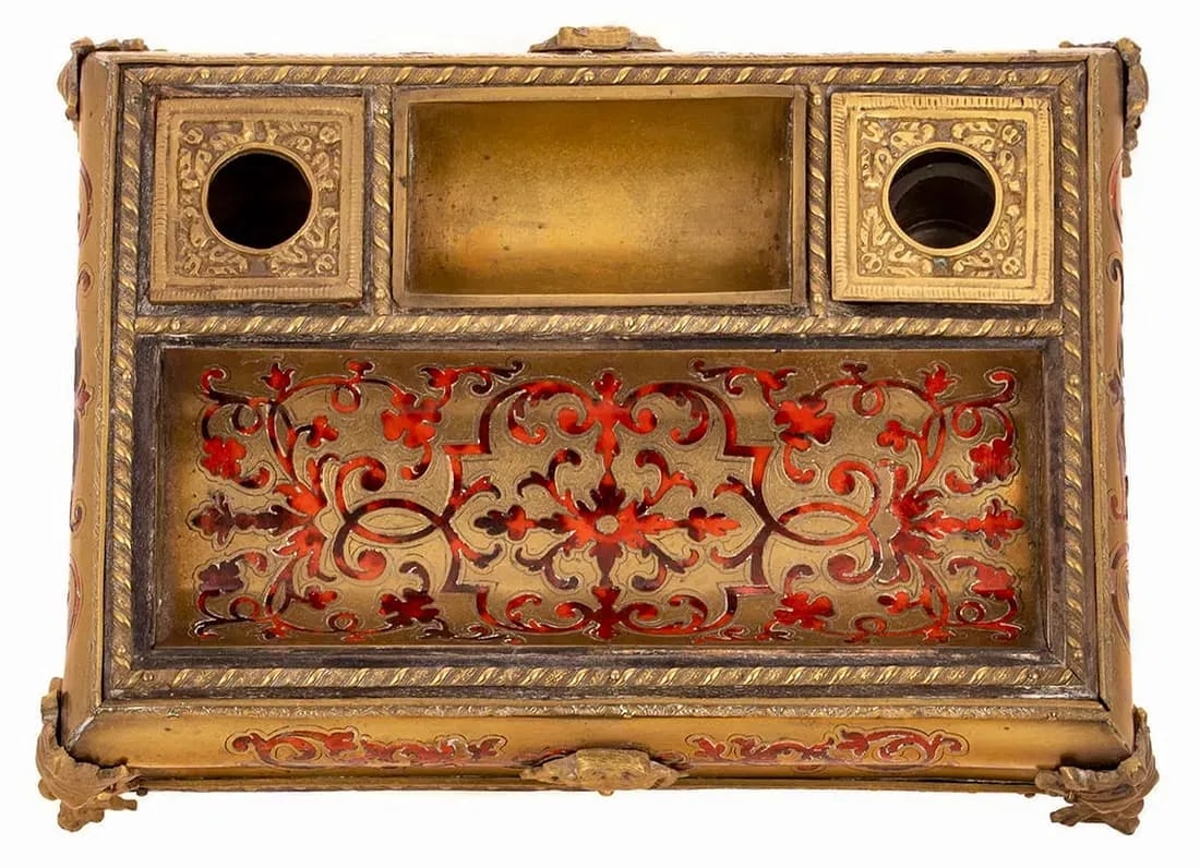 19TH C. ORMOLU MOUNTED BOULLE INKWELL - 3