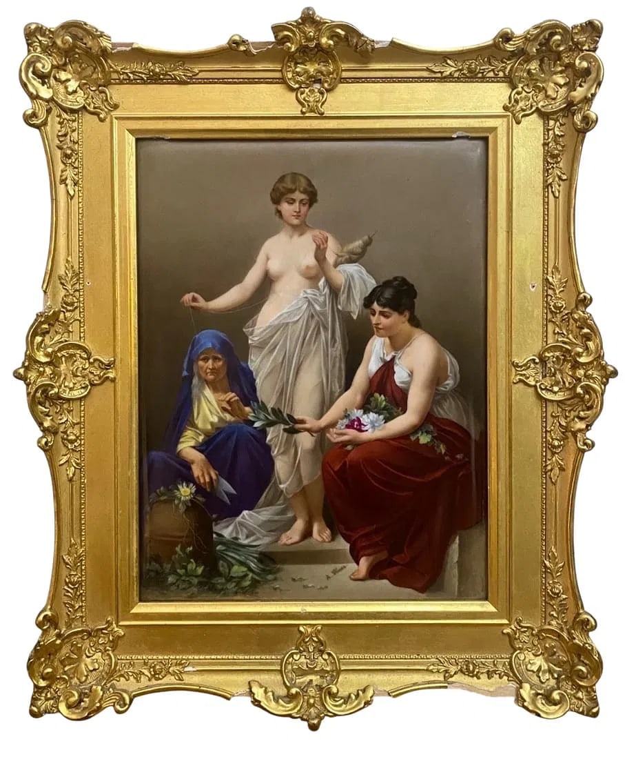 A LARGE BERLIN KPM PORCELAIN PLAQUE: Circa 1900. Porcelain measures 12 inches x 9 inches unframed . Excellent condition. Estimate $2500-3000