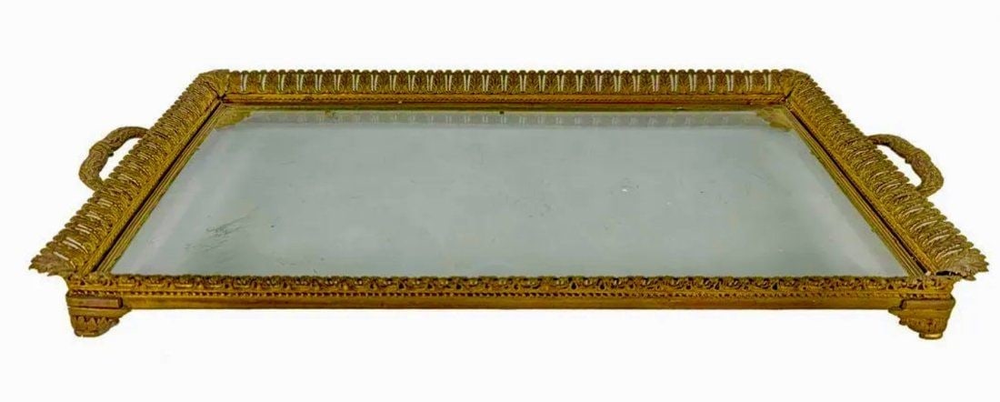 FRENCH ORMOLU AND GLASS TRAY