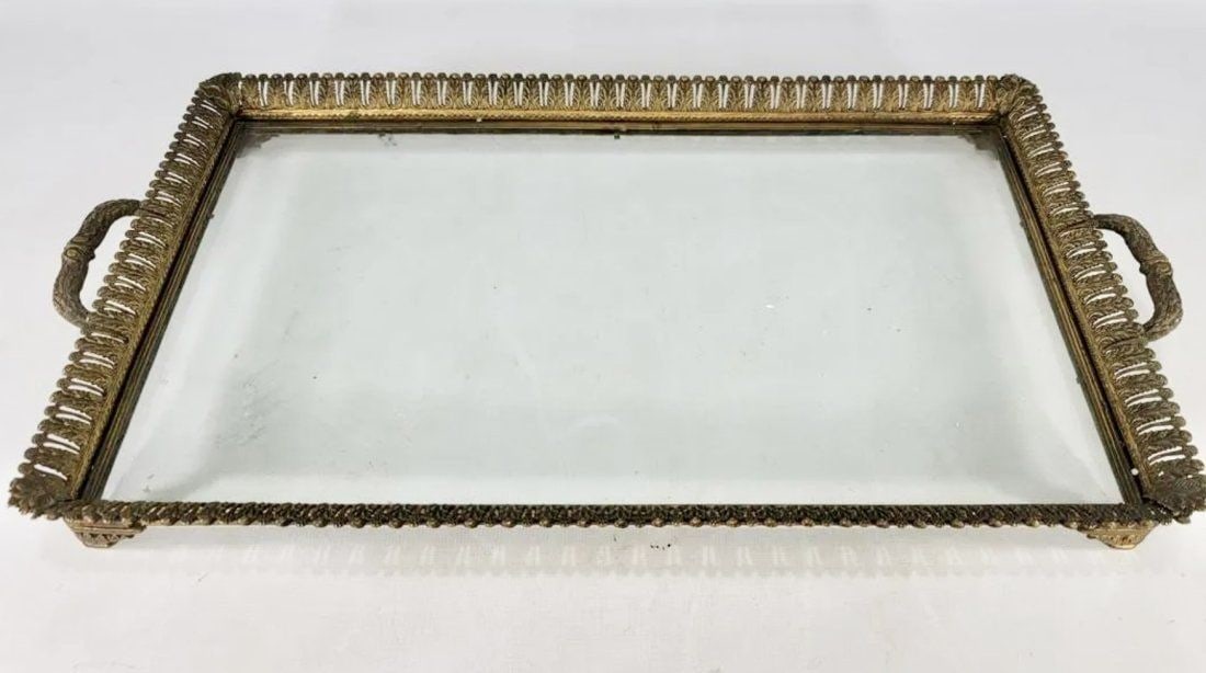 FRENCH ORMOLU AND GLASS TRAY - 2
