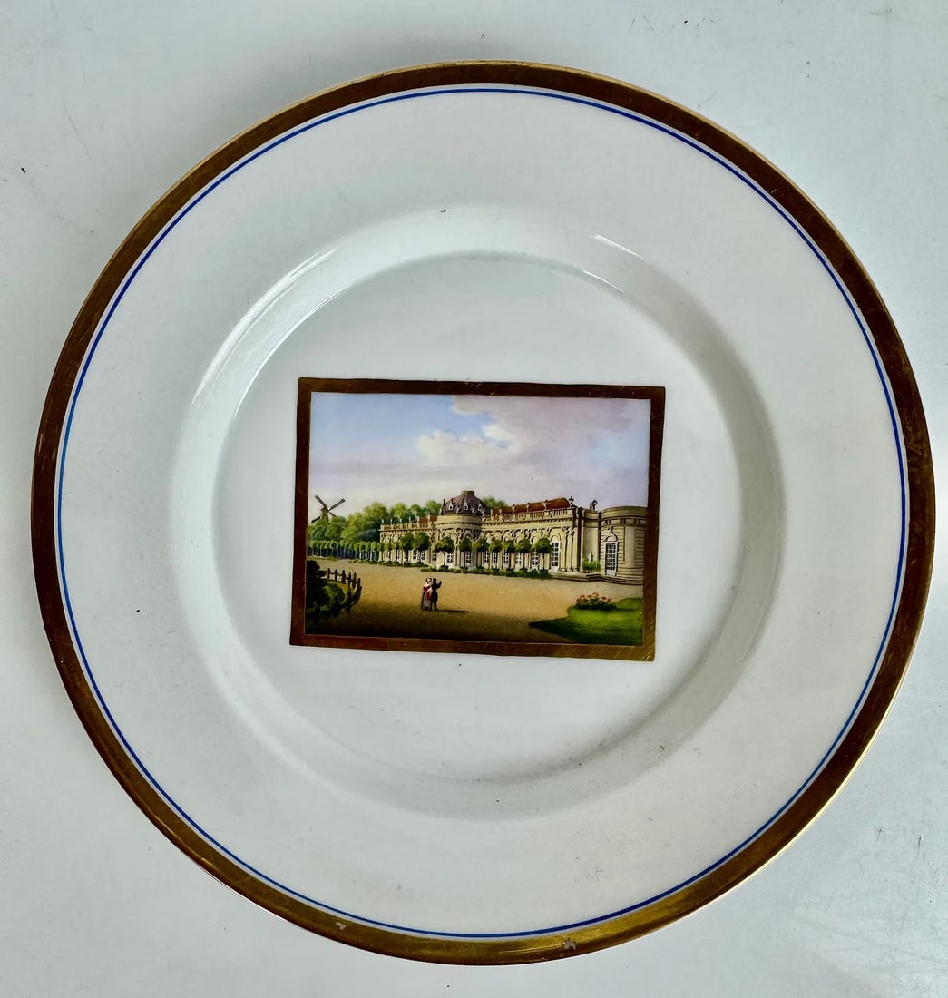 BERLIN KPM TOPOGRAPHICAL PORCELAIN PLATE: Circa 1900. Measures 7 inches d. In excellent condition. Estimate $600-800