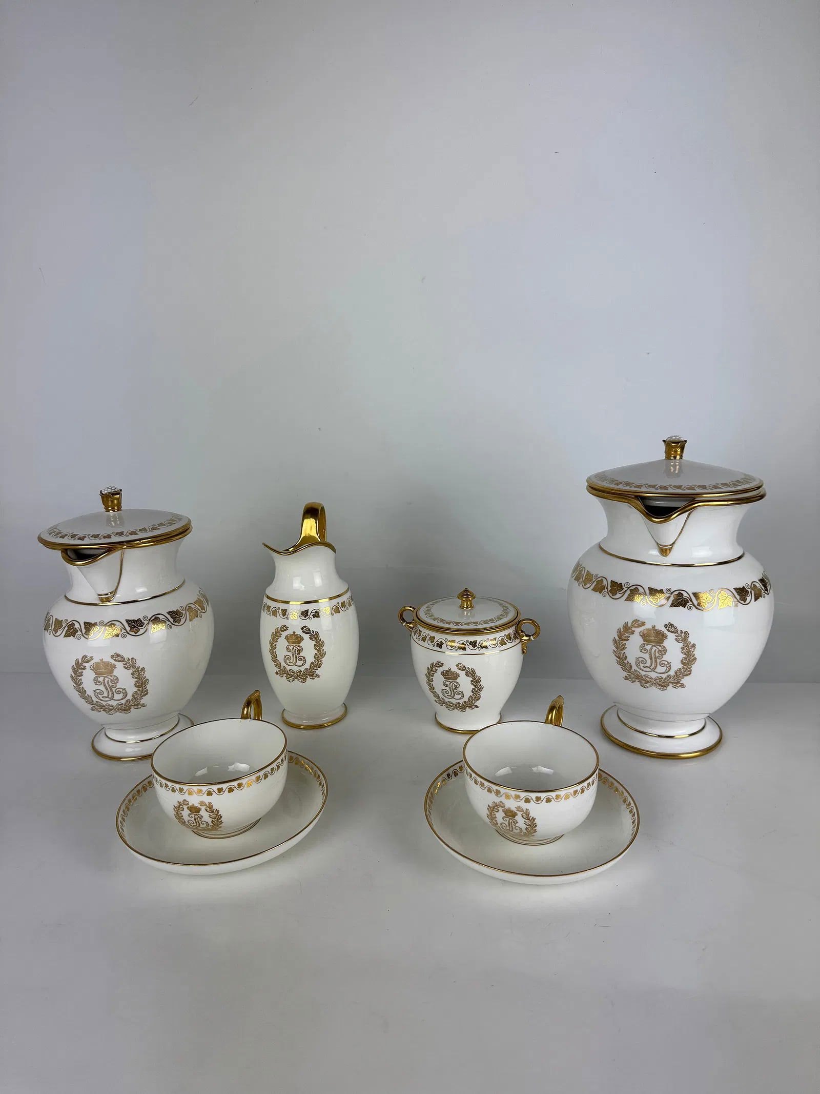 IMPERIAL SEVRES TEA SET: Circa 1945/ 1977/ 1942. All with inciced letters. All in excellent condition. Estimate $2500-3000
