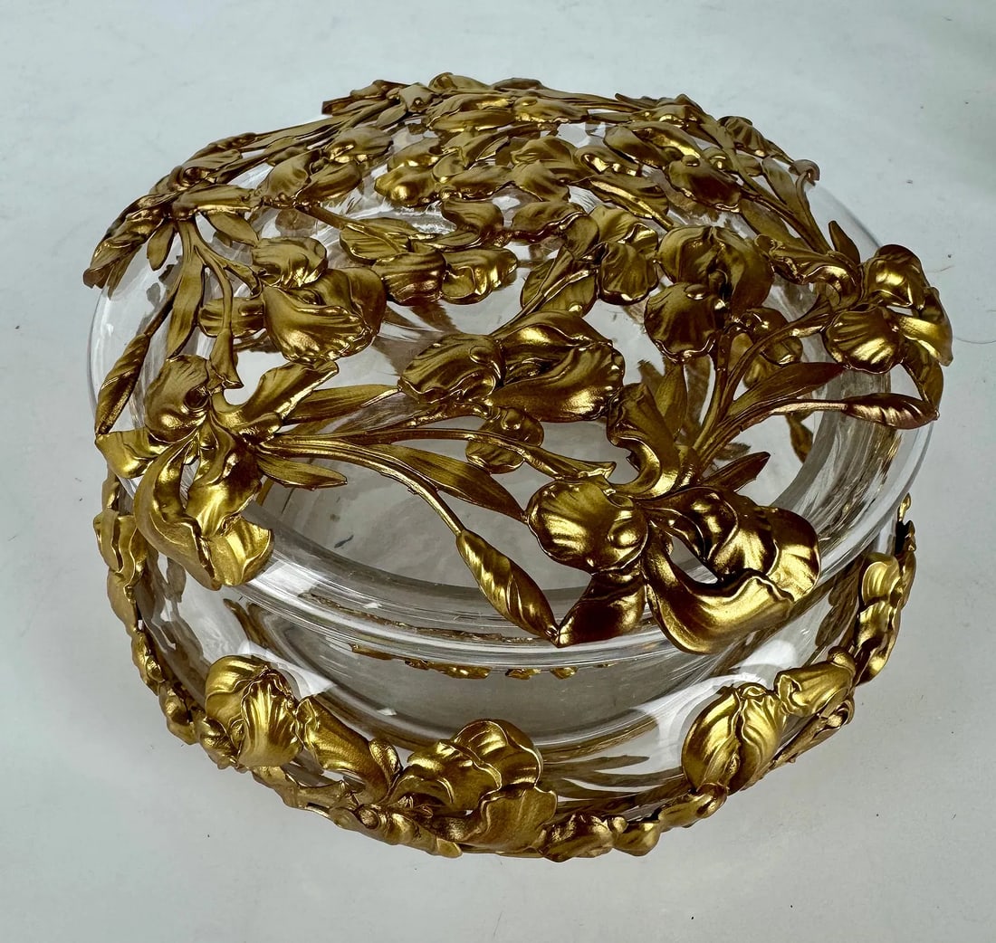 ORMOLU MOUNTED BACCARAT CRYSTAL BOX: Circa 1900. Measures 6 inches d. In excellent condition. Estimate $800-1000