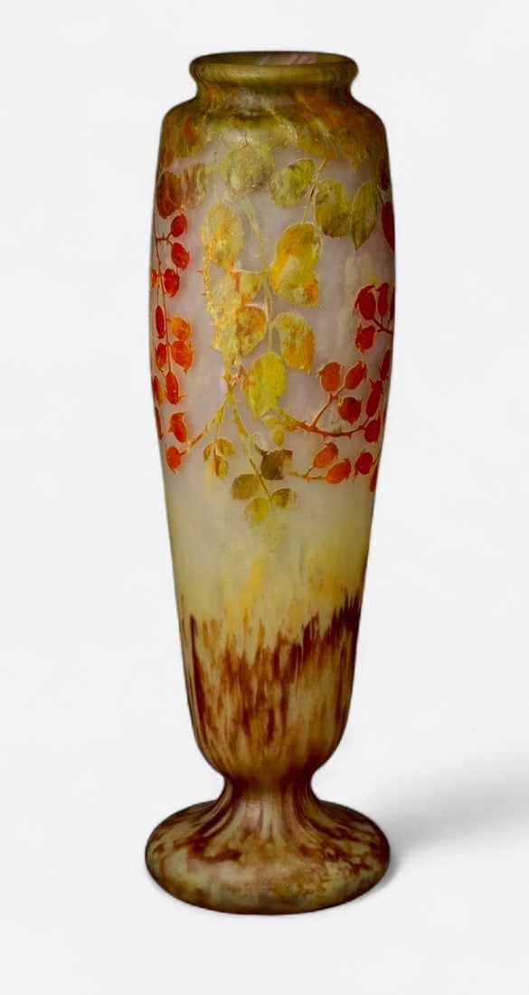 A LARGE DAUM NANCY BERRIES VASE: Circa 1900. Measures 19.5 inches h. In very good condition. Estimate $4000-5000