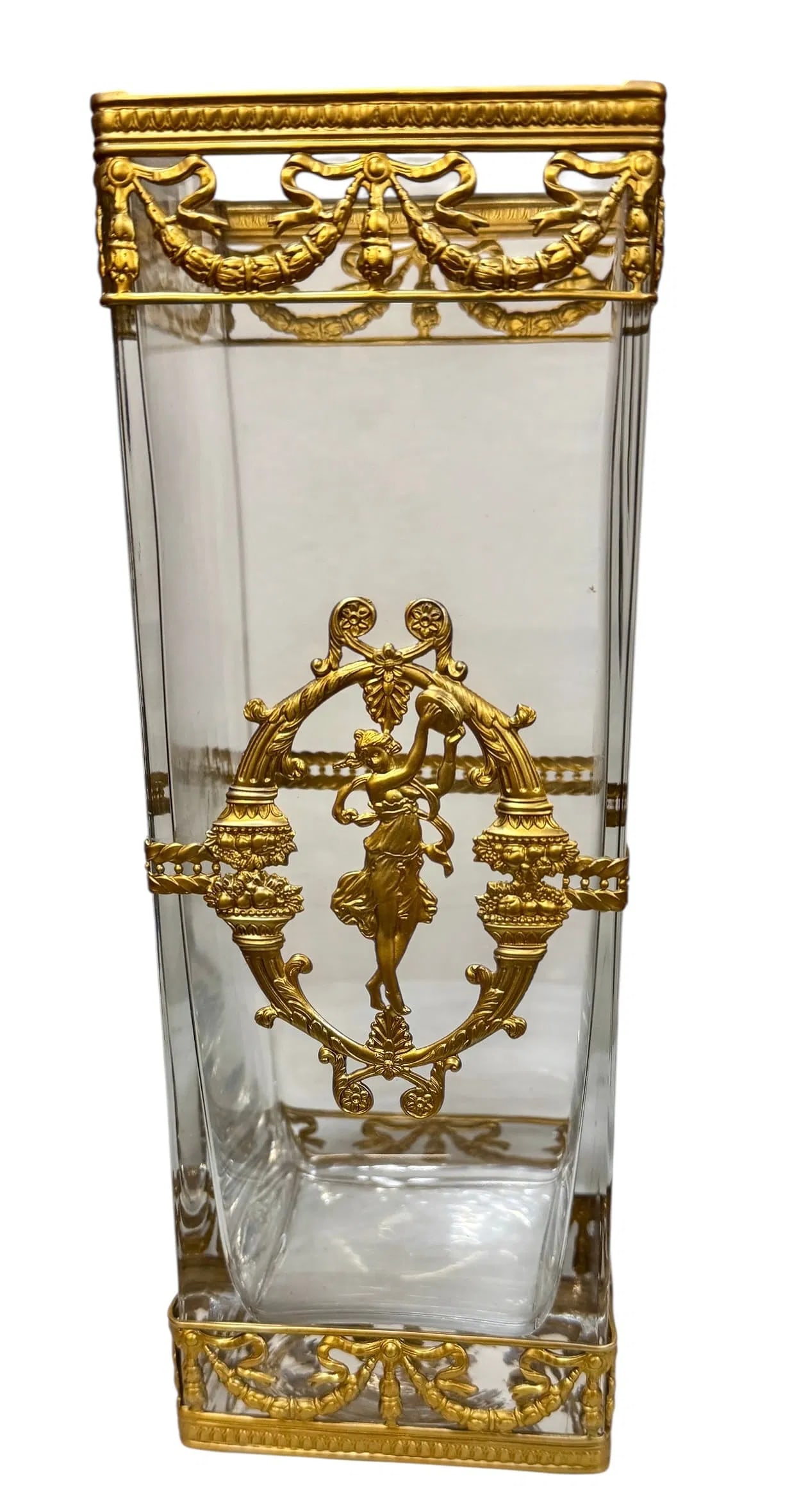 A LARGE ORMOLU MOUNTED BACCARAT CRYSTAL VASE: Circa 1900. Measures 11 inches high. In excellent condition. Estimate $1000-1200