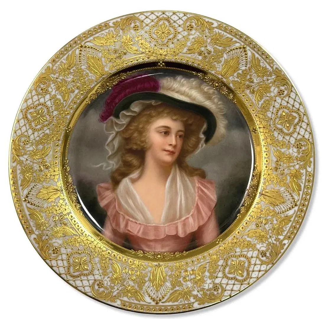ROYAL VIENNA PORCELAIN PORTRAIT PLATE: Circa 1900. Measures 9.5 inches d. In excellent condition. Estimate $1000-1200