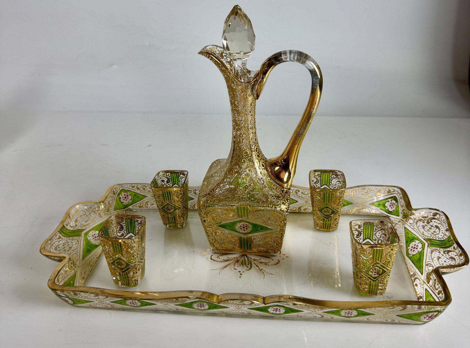 GILT AND ENAMELLED MOSER LIQUOR SET (1 of 5)