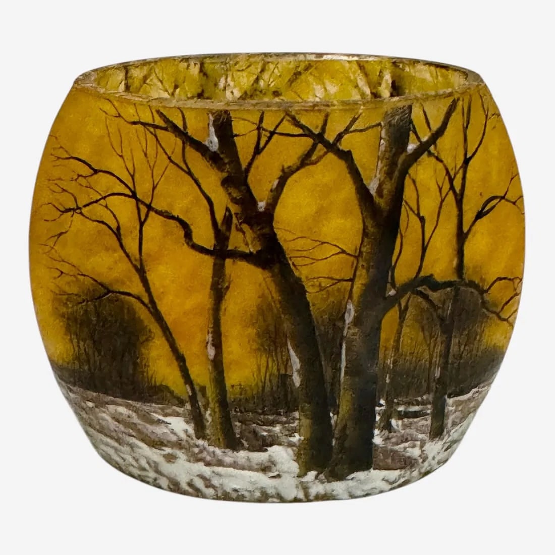 DAUM NANCY WINTER SCENE VASE - 2