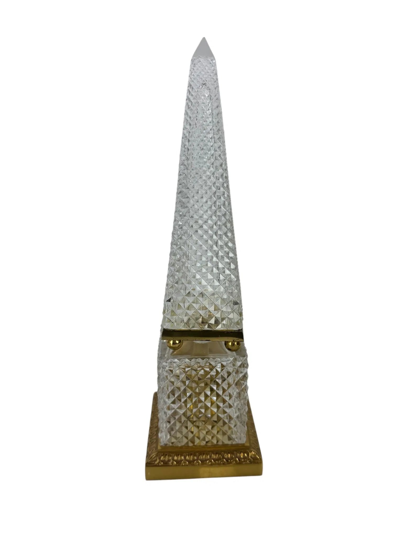 ORMOLU MOUNTED CRYSTAL OBLISQUE SHAPE CLOCK - 2
