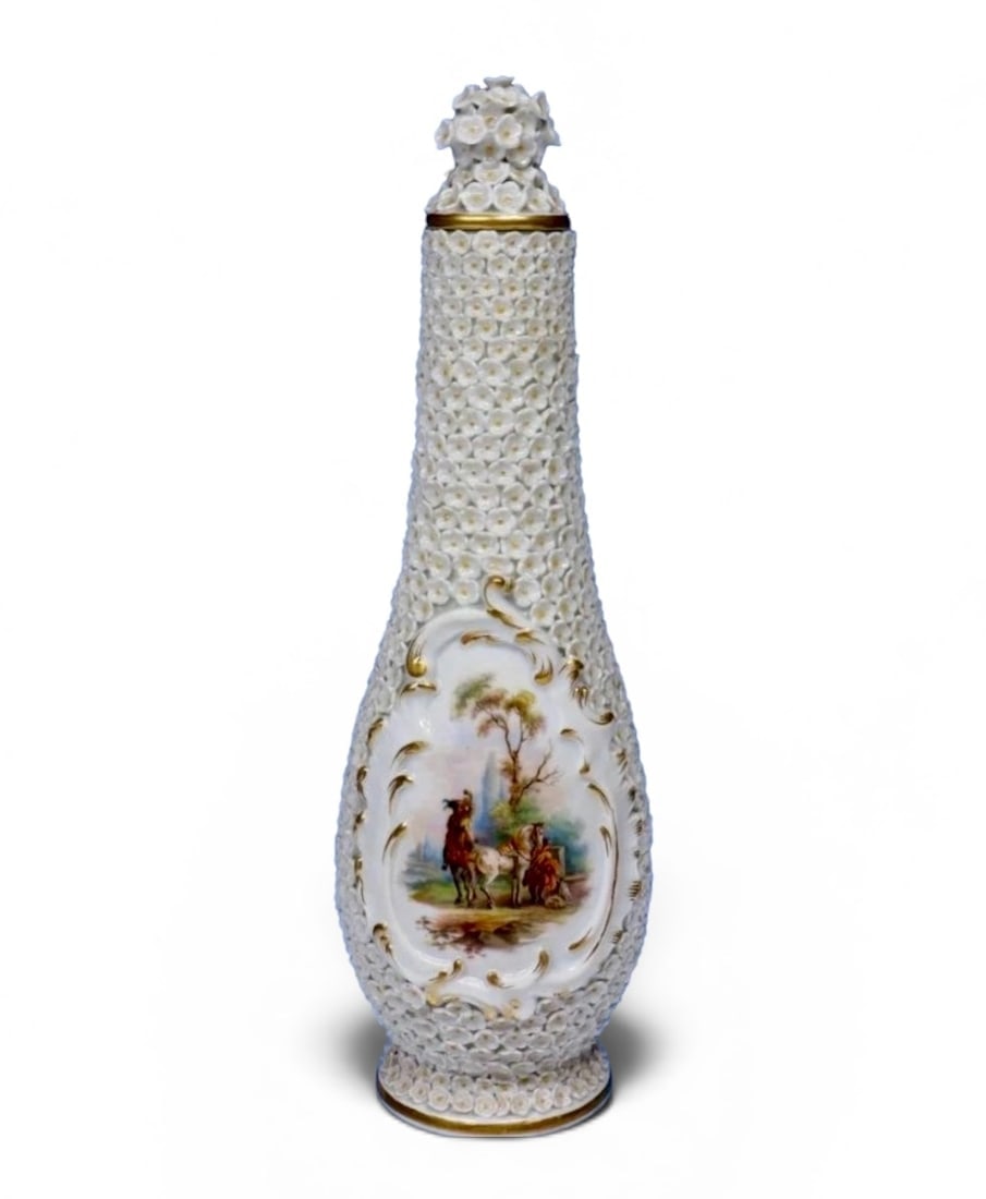 19TH C. MEISSEN SNOWBALL BOTTLE AND TOP (1 of 5)