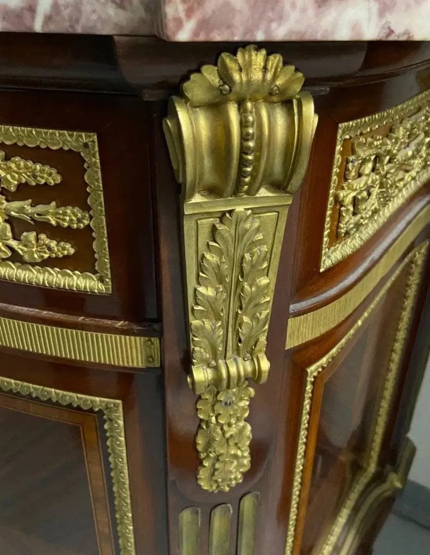 19TH C. DORE BRONZE MOUNTED MARBLE TOP COMMODE - 2