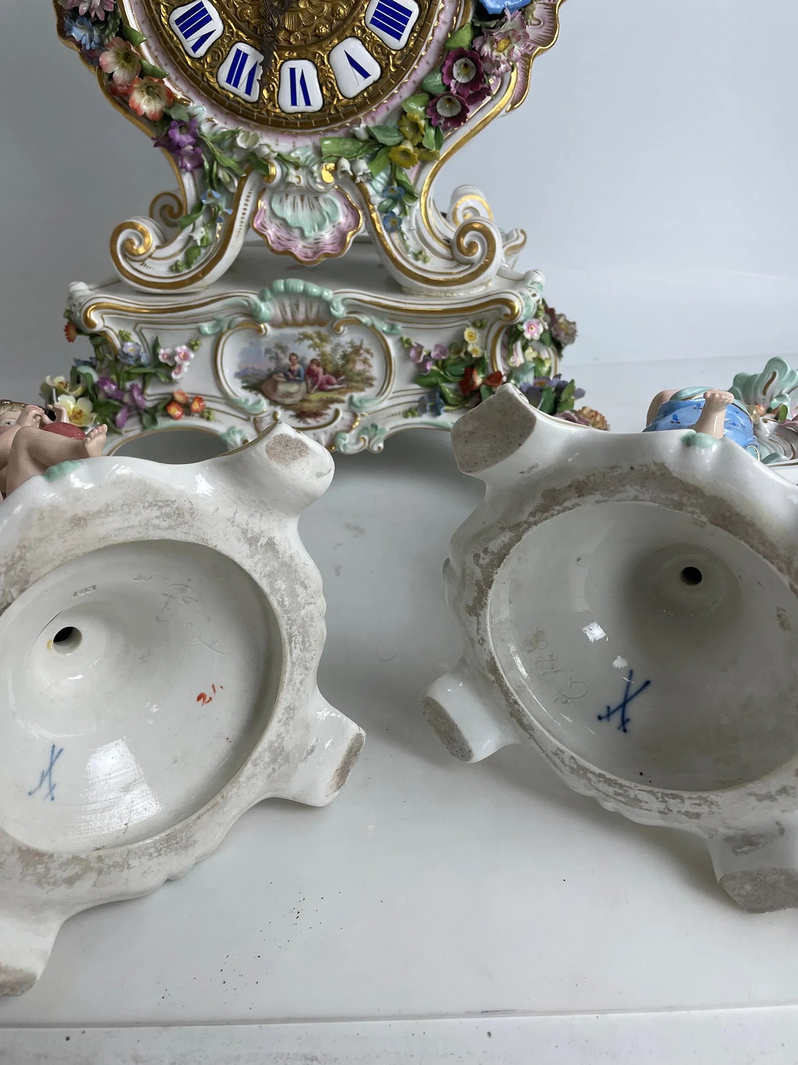 19TH C. MEISSEN CLOCK SET - 5