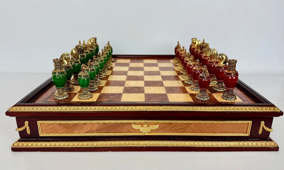 IMPERIAL FABERGE CHESS SET: Good condition. Estimate $2000-2500