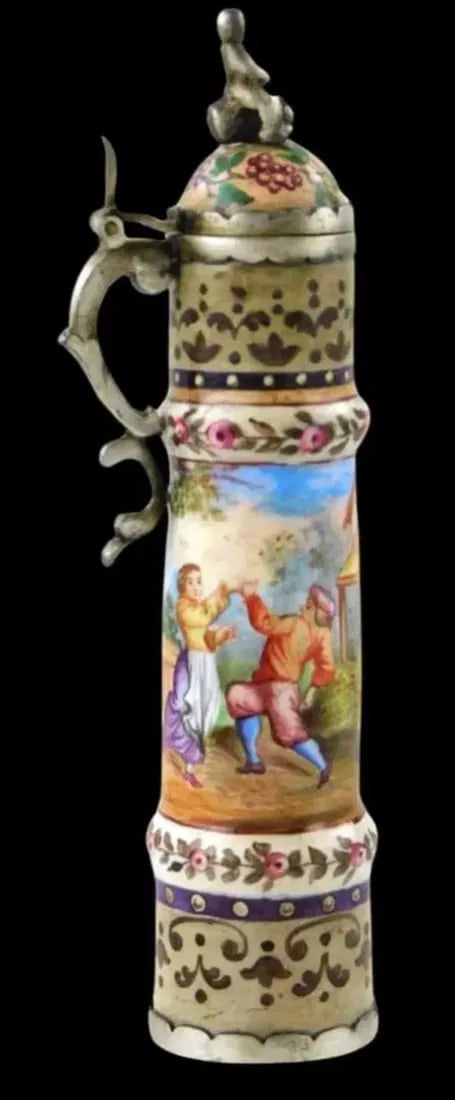 VIENNESE ENAMEL SILVER MINIATURE PITCHER: Measure 3.7 inches tall. In good condition. Estimate $800-1000