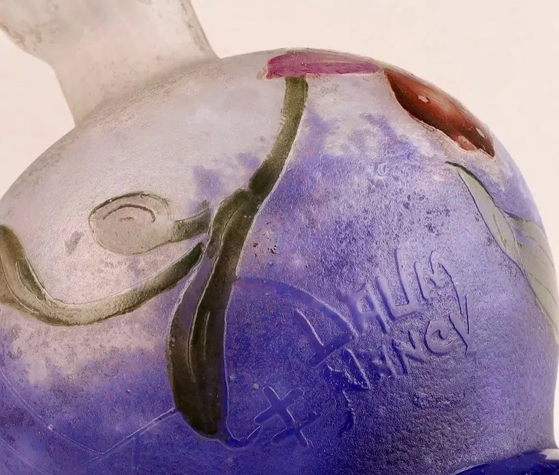 DAUM NANCY VASE VIOLETS SPIDERWEB - 2