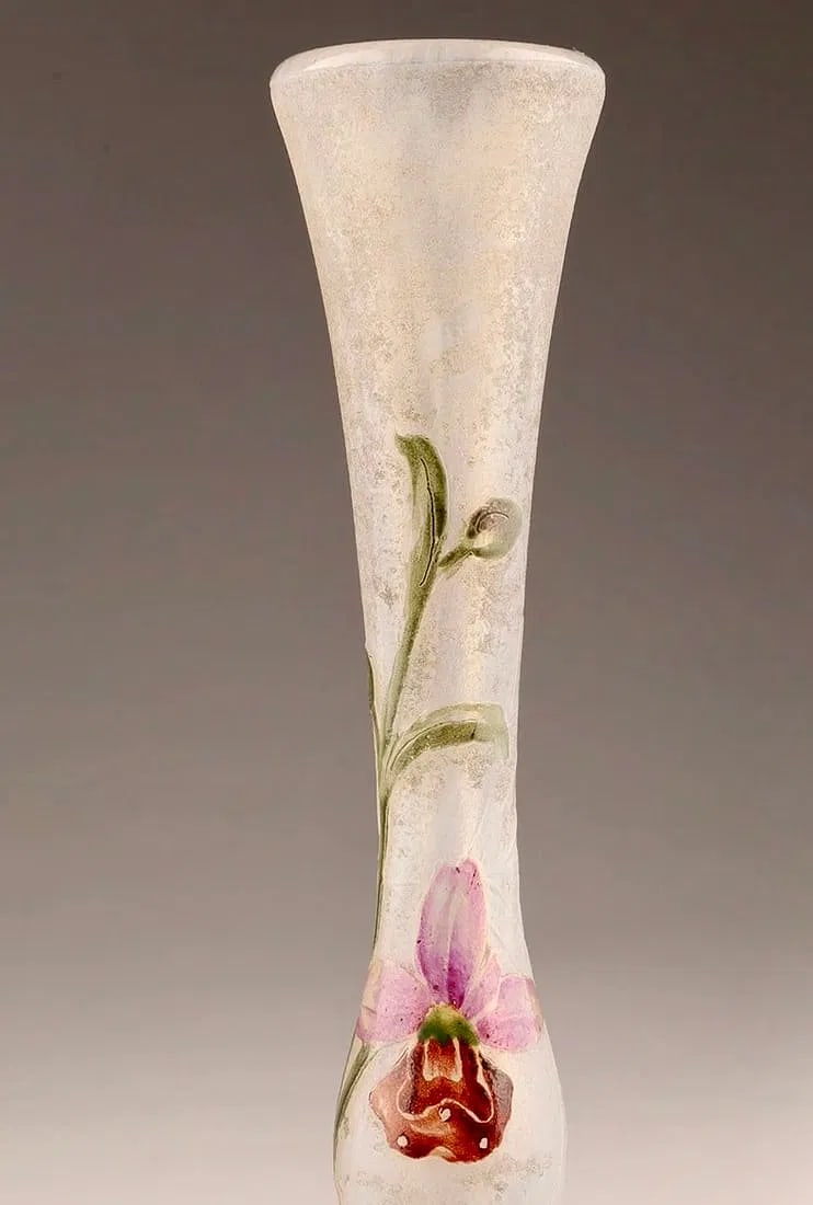 DAUM NANCY VASE VIOLETS SPIDERWEB - 3