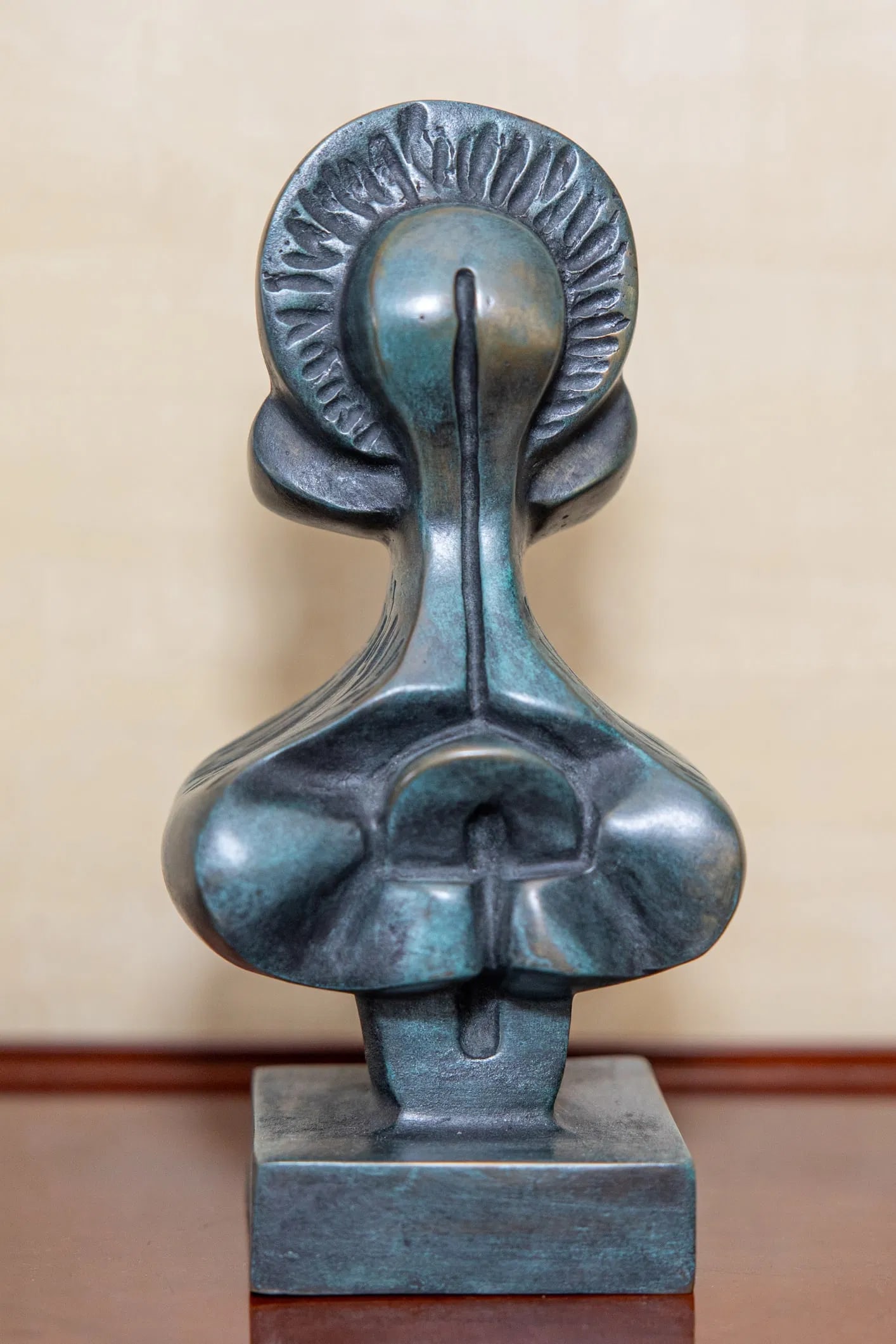 SOREL ETROG BUST OF MADONA: Romanian, 1933-2014) Bust of Madona Bronze; Signed and numbered 10/10; 8 1/2" * 4" x 3 1/4";Provenance: Private Collection.CONDITION : Stamped "Etrog 10/10" on front of base. Dirt/dust in deep crevice