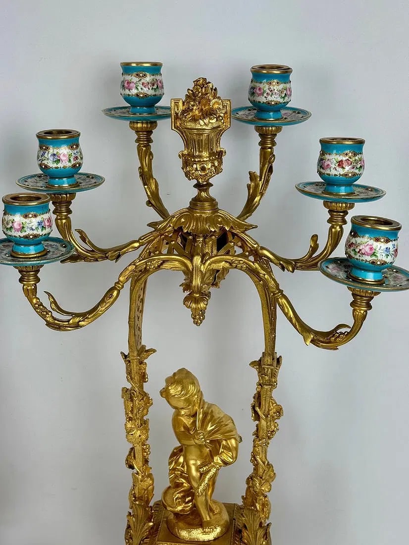 A MAGNIFICENT ORMOLU MOUNTED SEVRES CANDELABRA - 2