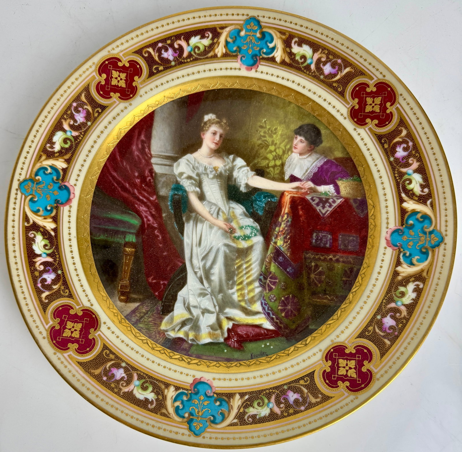 19TH C. ROYAL VIENNA PORCELAIN PLATE: Circa 1824. Measures 9.5” d. Stamped 24 , in good condition. Estimate $800-1000