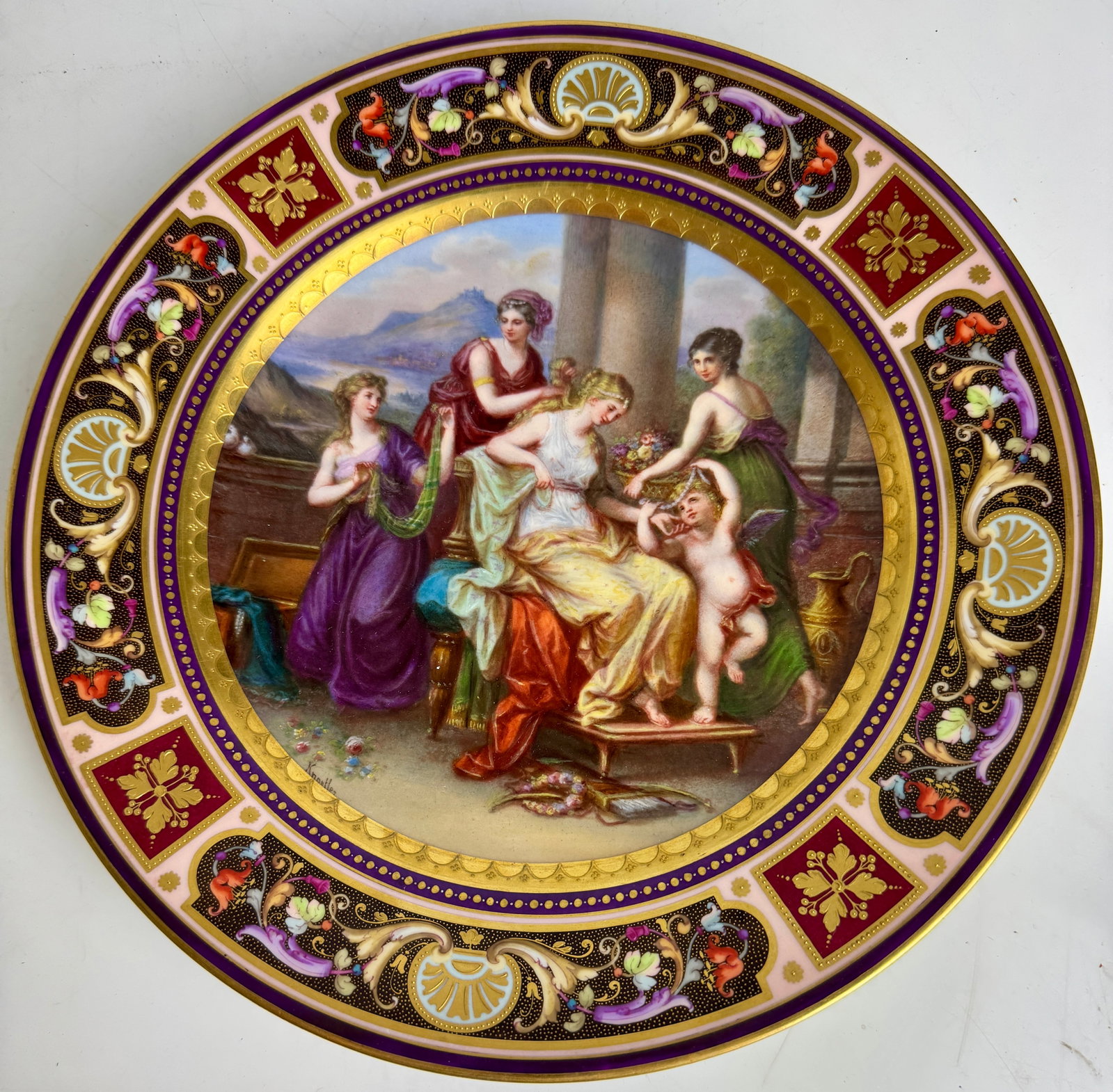 19TH C. ROYAL VIENNA PORCELAIN PLATE: Circa 1824. Measures 9.5” d. Stamped 24 , in good condition. Estimate $800-1000