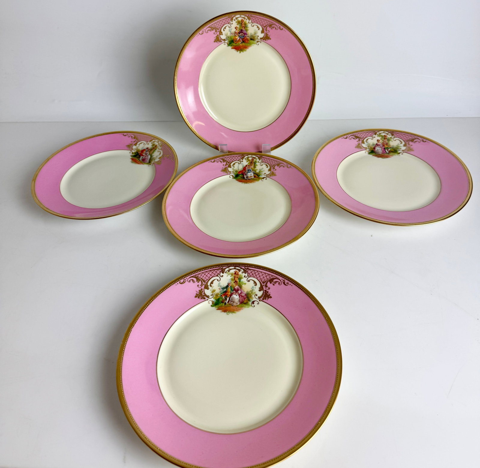 SET OF 5 LAMM DRESDEN PORCELAIN PLATES: Circa 1900 measure 8” d. In excellent condition. Estimate $1500-2000