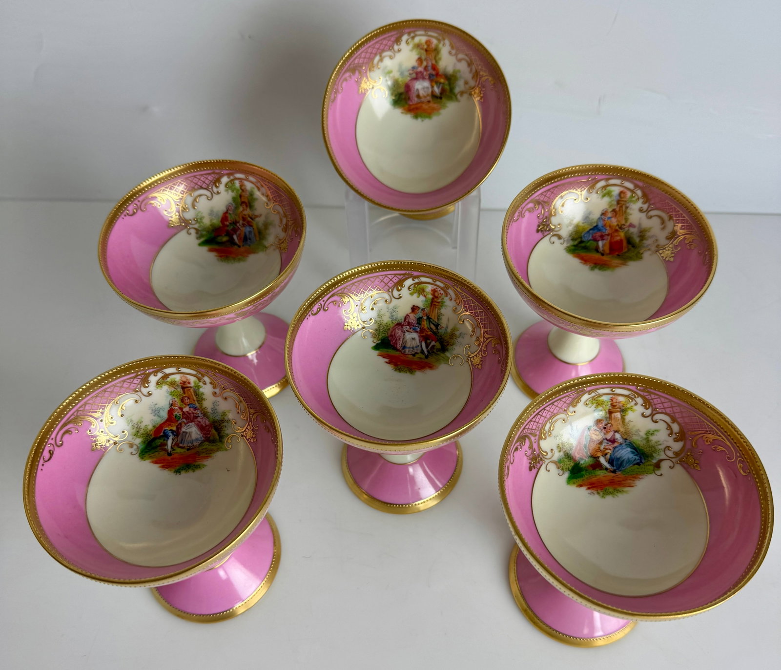 SET OF 5 LAMM DRESDEN PORCELAIN SHERBETS (1 of 4)