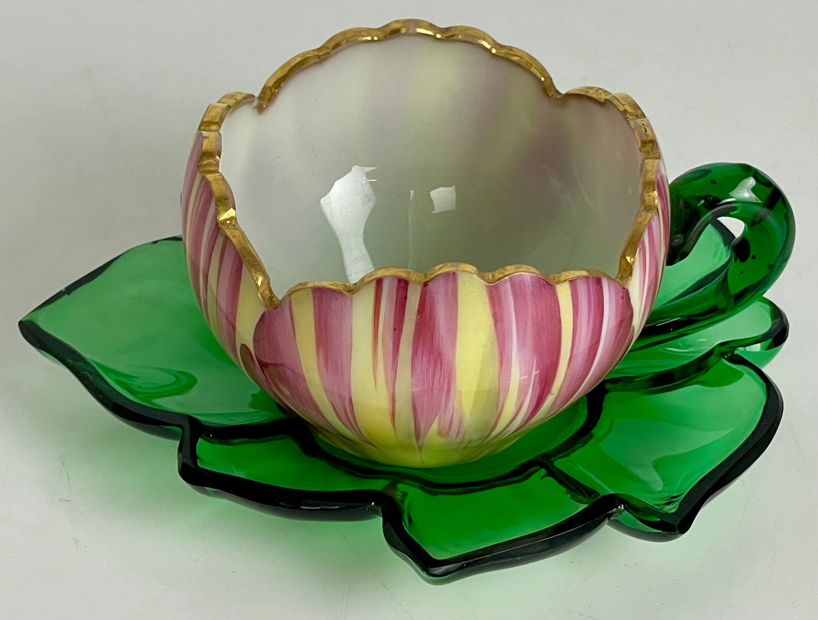 A FINE LOBMEYR CUP AND SAUCER (1 of 4)